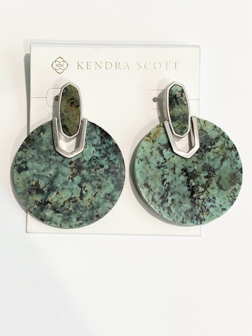 Kendra Scott Didi Rhodium Plated African Turquoise Drop Earrings
